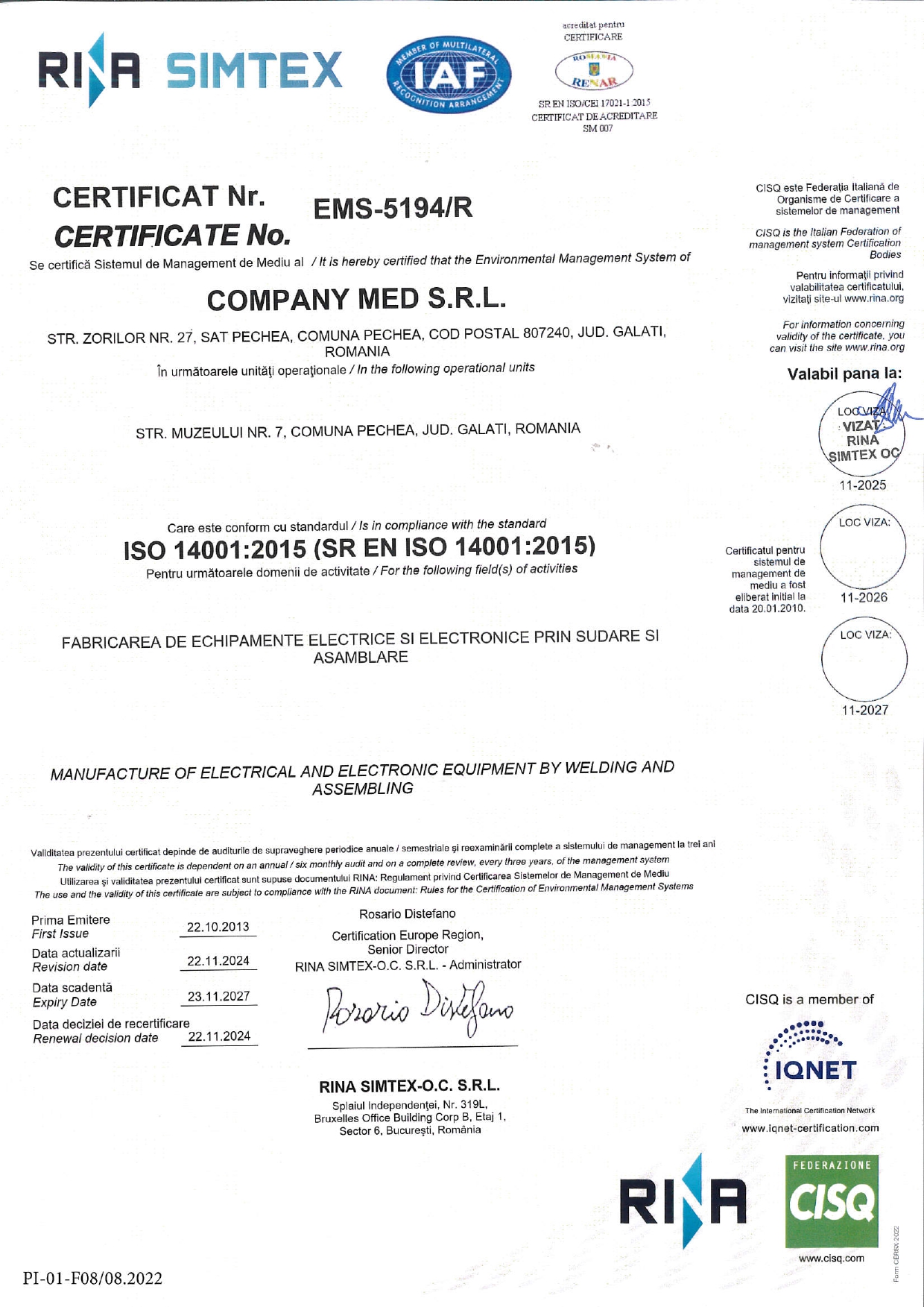 ISO 14001 Certificate